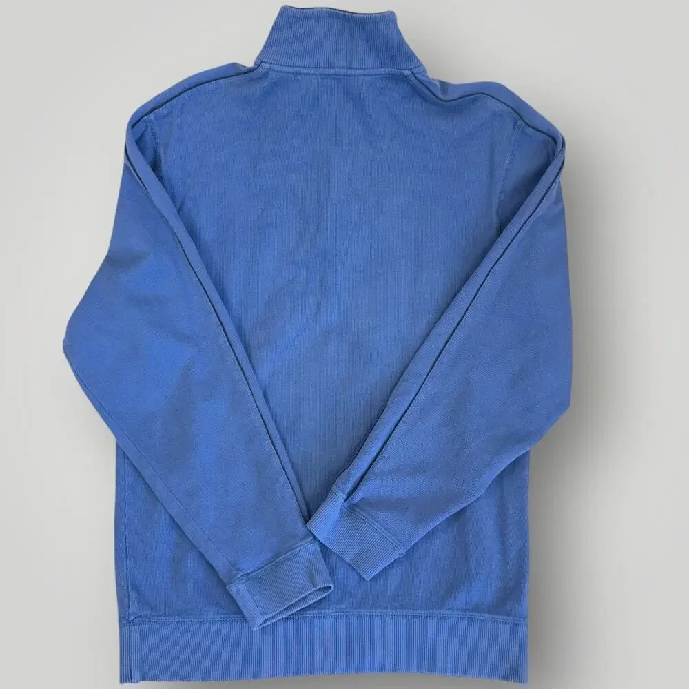 Roundtree & Yorke Long Sleeves 1/4 Zip Pullover Sweatshirt Cotton Size M Blue